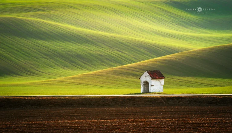Rolling hills green landscape and chapel in Moravian Tuscany by Radek Severa kaplicka moravske toskansko