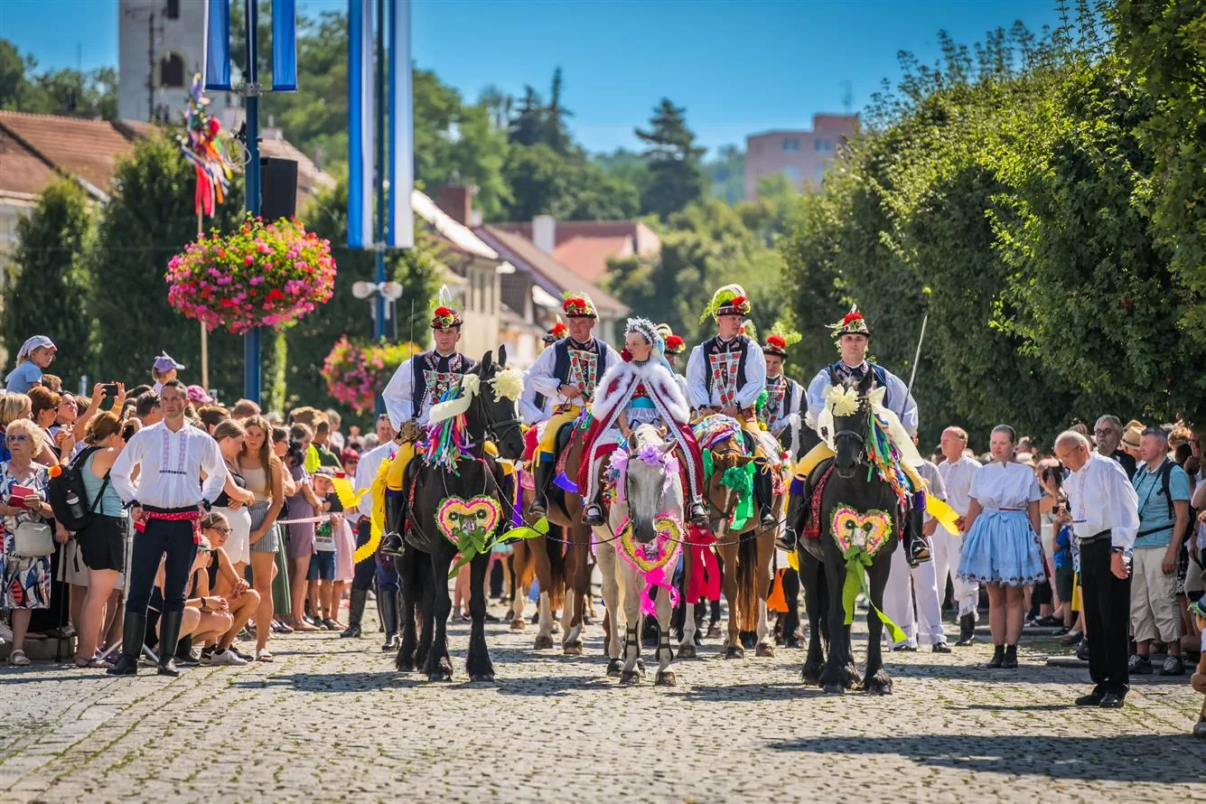Dancers in folk costume at the Slovácký rok festival in Kyjov