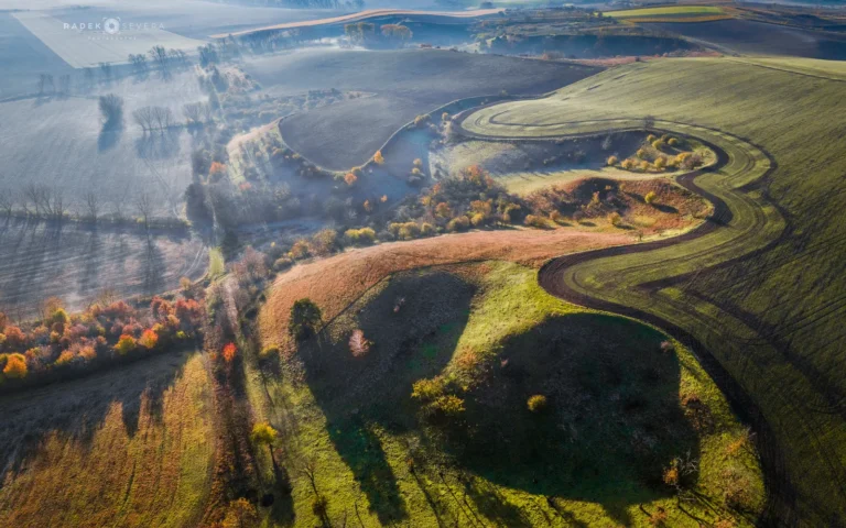 Wavy field patterns across the hills of Moravian Tuscany